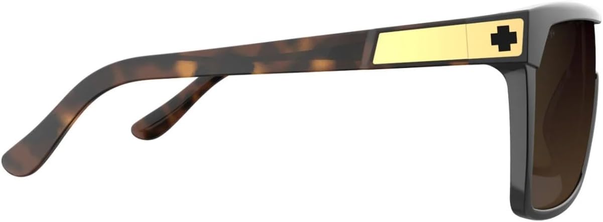 Spy Flynn Sunglasses Black/Honey Tort with Happy Dark Brown Fade Lens