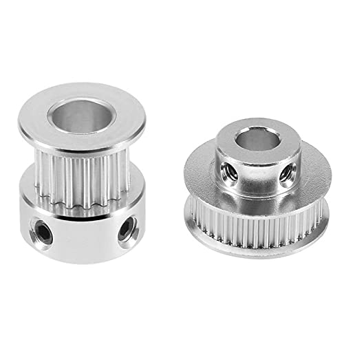 Printer Accesstories 2Pcs Aluminum Gt2 Timing Belt Pulley Flange Synchronous Wheel for 3D Printer - 16 Teeth 6Mm Bore & 36 Teeth 8Mm Bore - (Color: Silver)