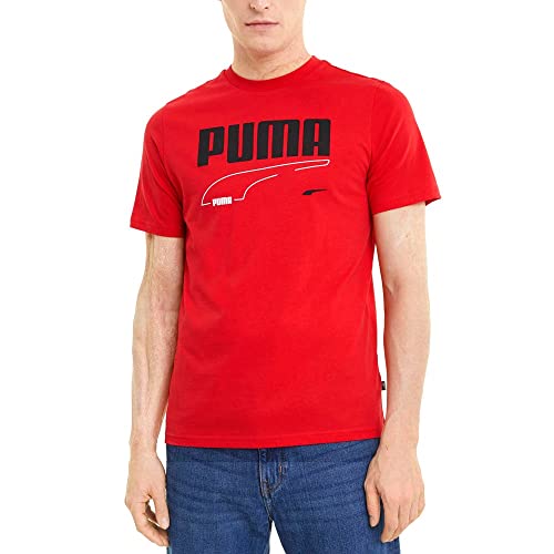PUMA Mens Rebel Crew Neck Short Sleeve Bt T-Shirt Casual - Red - Size LT