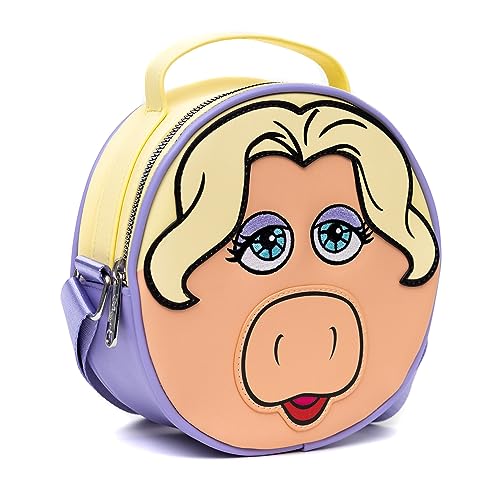 Disney Bag, Crossbody, Round, The Muppets Miss Piggy Face Character Close Up, Lavender, Vegan Leather2