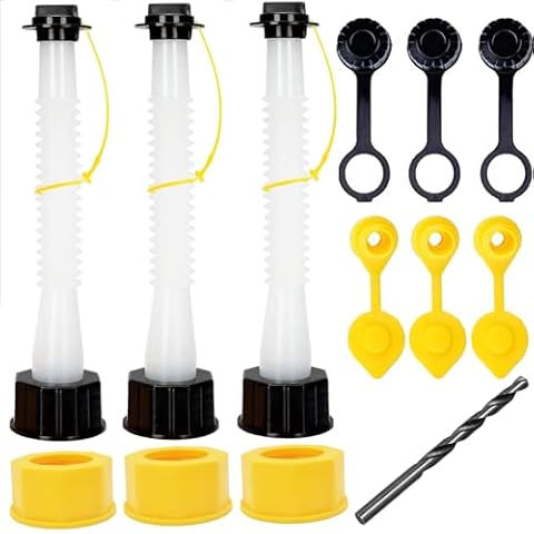 Replacement Gas Can Spouts Improved Design Gasket Flexible Pour Nozzle with Vent Cap for Older Gas Can Fuel Water Jug 1 2 5 Gallon White Cover