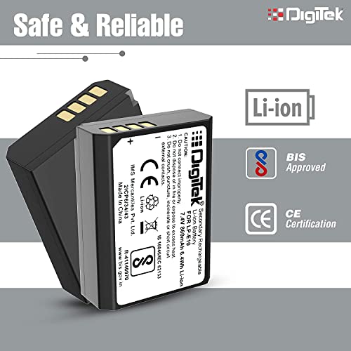Image of DIGITEK (LP E10) Lithium-ion Rechargeable Battery for DSLR Camera, 7.4V 860mAh, Multi Protection, Compatible with Canon Eos -1100D, 1200D, 1300D, Kiss X50, X70, Rebel T3, T5, T6