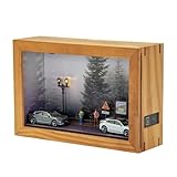 cxiiuui Forest Diorama 1/64 Scale Diecast Wooden Acrylic Display Case Forest Scene Wall Mount Model Cars Showcase for Toy Cars Dolls Storage