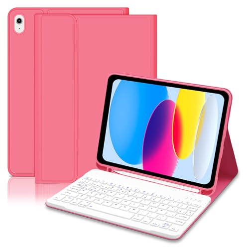 Funda iPad 10 Generación 10.9 Pulgadas 2022/ (A16) 11 Generación 11 Pulgadas 2025 con Teclado, QWERTY Español Ñ, Teclado Bluetooth Magnético Desmontable para iPad 10/11 Gen, Rosa
