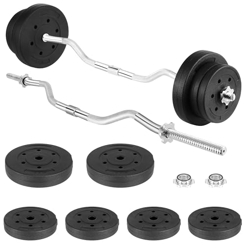 FIXTECH 66LB 2-in-1 Adjustable Dumbbell & Barbell Set