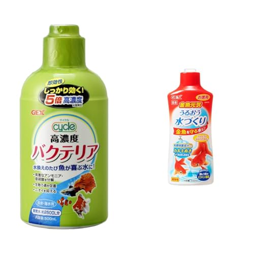 【セット買い】ジェックス GEX 淡水用 サイクル 500mL 水槽内で生態系を維持するために水質管理用品飼育水約2500L分 + ジェックス GEX 金魚元気 500ml