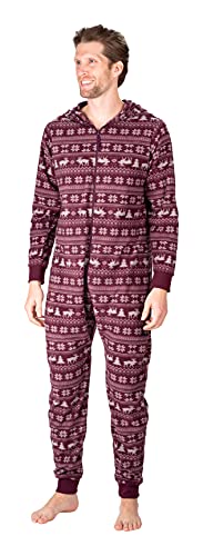 SLEEPHERO Pijamas de Onesie para Adultos Mono de Dormir para Hombres, Pijamas de Navidad acogedores, Pijamas novedosos de una Pieza con Capucha Fairisle de Alce Vintage 3XL Cover