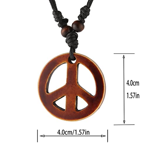 Adjustable Peace Sign Pendant Necklace for Mens,Hippie Accessories and Hippie Costume for 60s or 70s2
