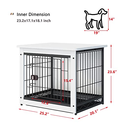 Sprichic Pet Cage With Crate Cover - Dog Crate Furniture, Wooden Wire Dog House, Decorative Indoor Kennel, End Table, Night Stand, Warm White, Small #TOP2