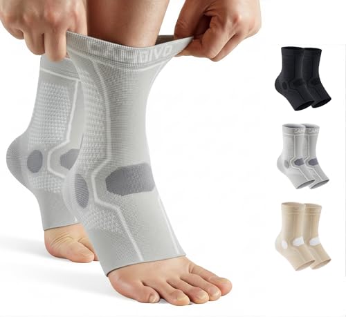 Image of CAMBIVO 1 Pair Ankle Compression Sleeve for Men & Women - Soft, Breathable Support for Plantar Fasciitis, Achilles Tendonitis, Swelling & Sports Recovery - Easy to Wear, All-Day Comfort Fit