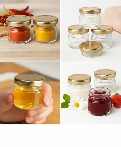 Image of SG Glass Jar Set, 130ML, Transparent, Pack of 4, for Honey, Jam, Spices, Sauces and Desserts