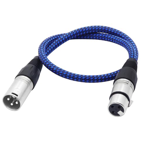 LANMINGLEL Cable corto XLR de metal para micrófono XLR HiFi Cable XLR de 3 pines macho a 3 pines hembra Cable trenzado de nailon para altavoces, micrófonos, iluminación de escenarios y más (0,5 m)