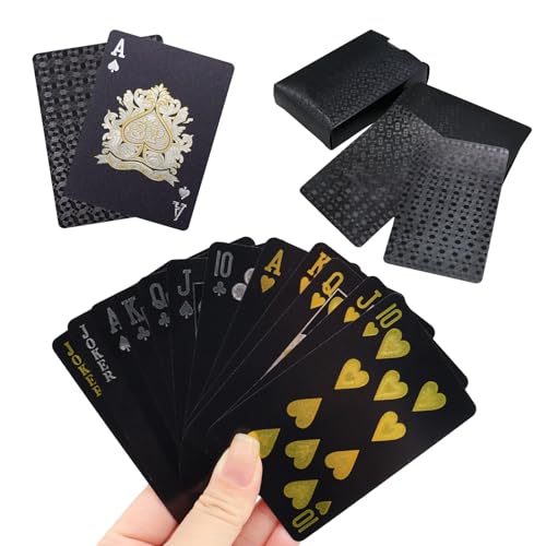 BDGYCK Baraja Poker Plastico Negro, Resistente al Agua Cartas de