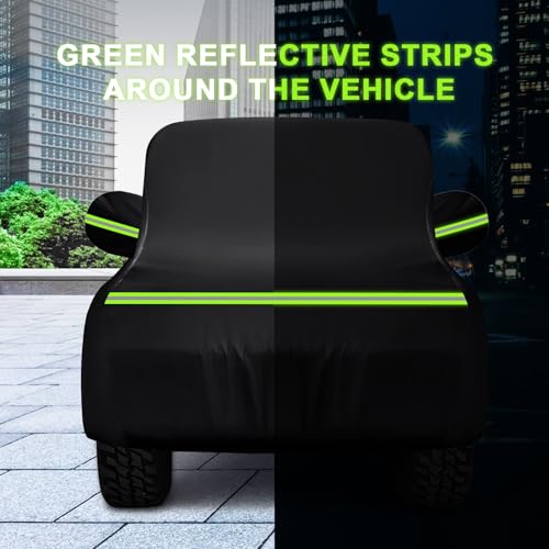 Image of QUNSUNUS Waterproof Car Cover for Jeep CJ5 1955-1983, Outdoor Cj5 Cover with Cotton Lining, All Weather Cover with Straps and Zipper for Wind, Sun, UV and Dust Protection