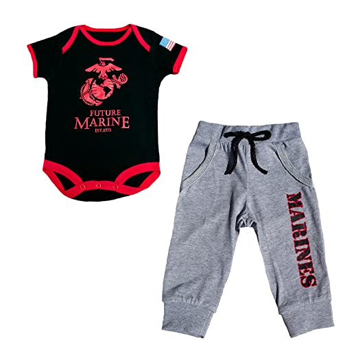 Image of U.S.M.C. Baby Boys 2pc Patriotic EGA Future Marine Bodysuit Pants Set (3-6 Months)