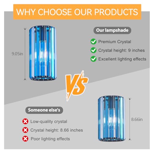 Image of Modern Crystal Pendant Light Mini Dark Blue Chandeliers Adjustable Pendant Lights Fixture for Kitchen Island Dinning Room Corridor Bedroom(Dark Blue 1-Pack