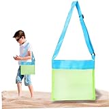 Pesoncarl Seashell Bag Mesh Beach Bag Schnell trockenes Muschel Sammeln mit verstellbarem Gurt Kids Beach Spielzeuggeschenk für Jungen und Mädchen, Sportspielzeug im Freien