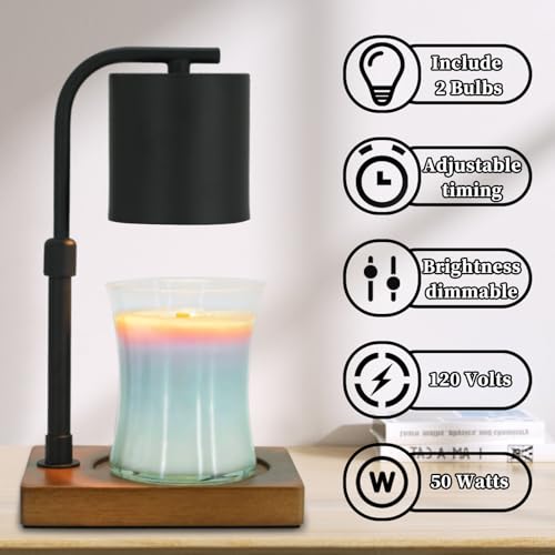 Image of Eandisom Candle Warmer Lamp Timer with 2 Bulbs - Birthday Gifts Black S
