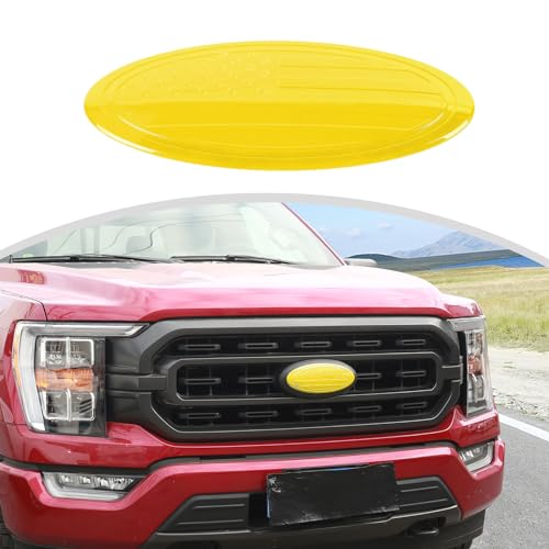 Image of CheroCar for F150 Emblem Cover Trim,Logo Back Badge Decoration Cover Trim Compatible with Ford F150 F-150,Yellow