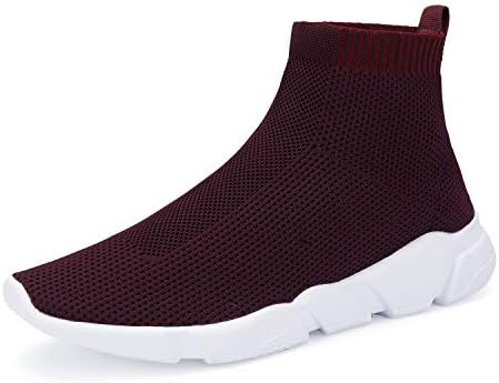 WXQ Men's Athletic Walking Shoes Lightweight Fashion Sneakers Breathable Running Shoes Wine Red 46
