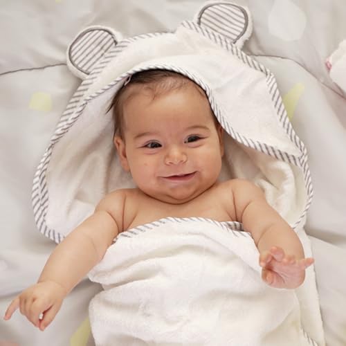 San Francisco Baby Towels for Newborn - Hooded Baby Bath Towels for Boys and Girls, Kids Bath Towels with Hood, White