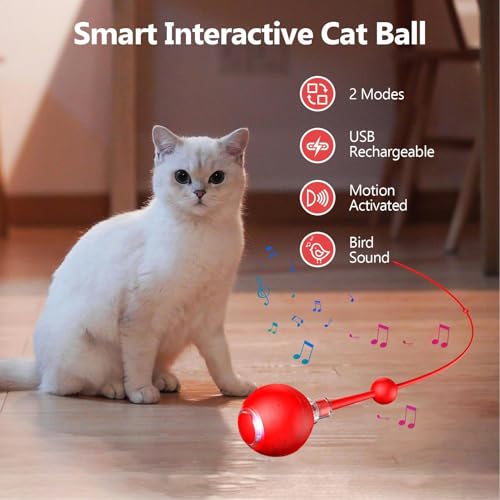 Boule jouet électrique pour chats et petits chiens avec queue rotative rechargeable USB - 3