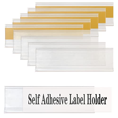 Self Adhesive Label Holders, Elemguly 50Pcs Shelf Tag Label Holders With Paper Label Inserts Plastic Price Tag Holders Clear Shelf Label Clips (3.94 X 1.18 Inch) #TOP2
