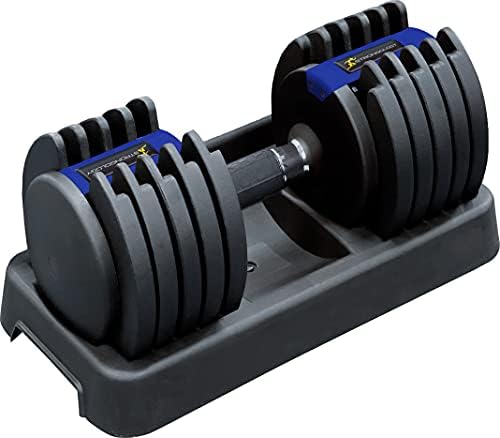 Strongology Predator 20 Home Fitness Adjustable Smart Dumbbell up to 20 kg Training Weights in Black/Blue