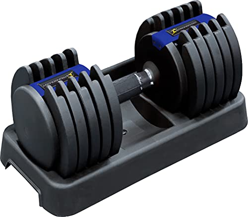 Strongology Home Fitness Predator 20 Mancuernas ajustables inteligentes hasta 20 kg de peso de entrenamiento en negro/azul Cover