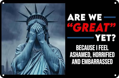 No kings Metal Signs Hands Off Protest Signs Weeping Statue of Liberty Resist Tin Sign Social Security And Medicare Protest Tin Sign Vintage Style Wall Decor for Home Kitchen Bar Room Garage 8 X 12. (Cry)