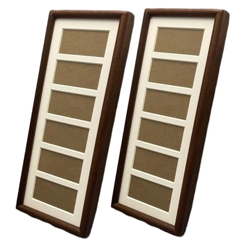 SMELEYOU Cadres Photo de Collage 2 pièces, cadre Photo panoramique 5x12 pouces à 6 ouvertures avec tapis, affichage horizontal ou vertical en bois