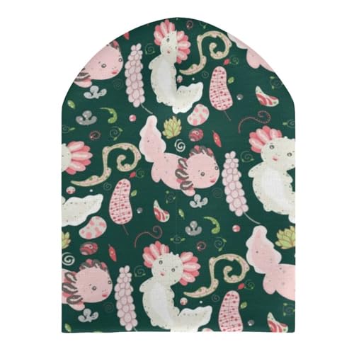 Cute Axolotl Kawaii Pattern Kids Beanie Hat for for Girls Boys Children Cap Winter Knitted Chemo Cancer Headwear Accessories Gifts Decoration Black3