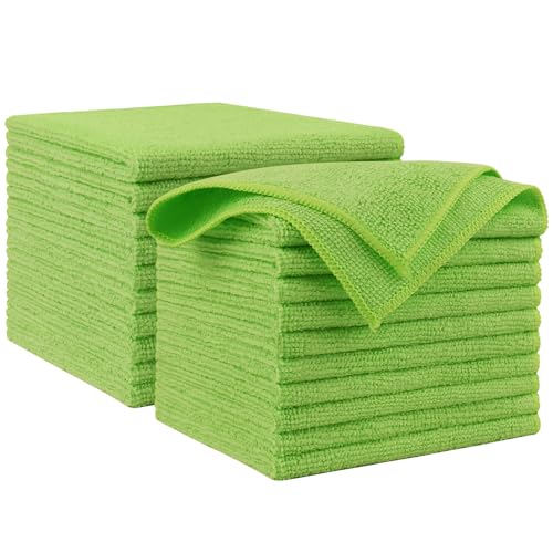 Image of AIDEA Microfiber Cleaning Cloth, 20PK, Microfiber Towels for Cars, Premium All Purpose Car Cloths, Dusting Cloth Cleaning Rags, Absorbent Towels for SUVs, House, Kitchen, Window, 12 inchx12 inch, Green