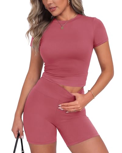 Image of ZOOSIXX Two Piece Workout Sets for Women - Summer Outfits 2 Piece Short Gym Sets Casual Lounge Vacation Matching Clothing
