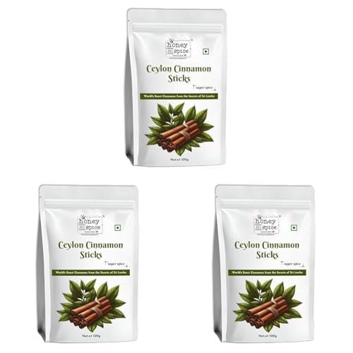 Image of Honey and Spice Ceylon Dalchini Cinnamon Sticks Organic Srilankan - (100g) (True Srilankan Barks /Rolls) Flavourful for Cooking, Seasoning, Baking, 100% Natural | H1 Grade | Paper Packaging (Pack of 3)