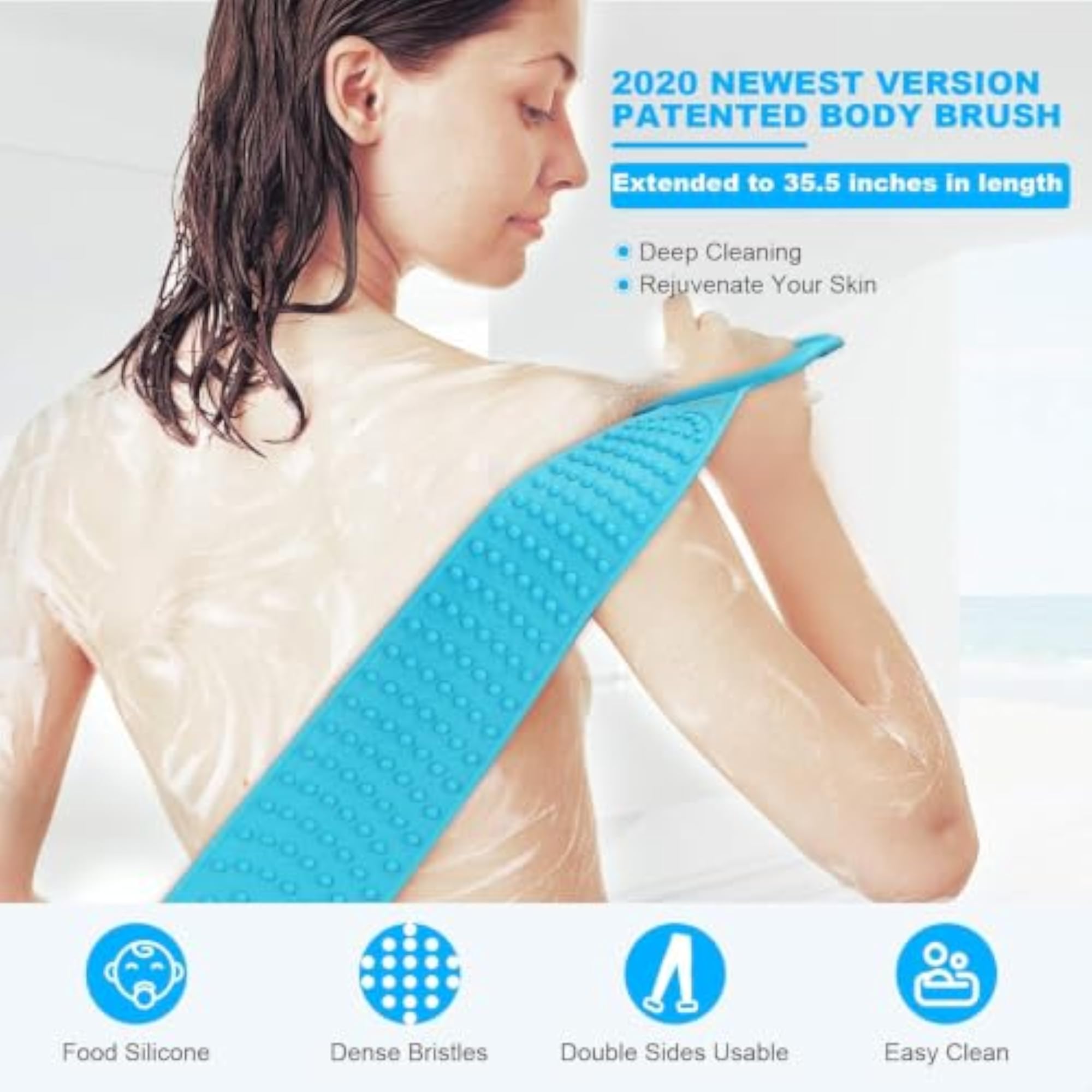 Silicone Bath Body Brush, Soft Handheld Exfoliating Scrubber