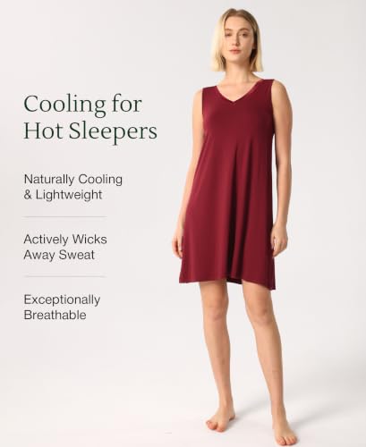 Image of GYS Cooling Bamboo Viscose Nightgowns for Women, Lightweight Sleeveless V Neck Sleep Shirt for Hot Sleepers, Soft Night dress