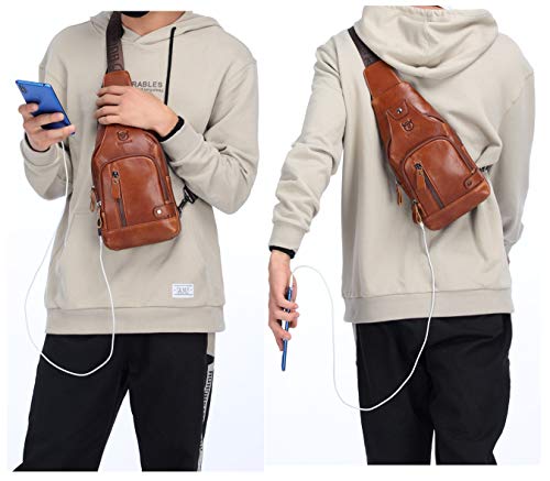 BULLCAPTAIN-Genuine-Leather-Mens-Sling-Bag-Multipurpose-Travel-Crossbody-Chest-Bag-Daypacks-with-USB-Charging-Port