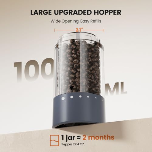 Image of Electric Salt and Pepper Grinder Set - Rechargeable Automatic Salt and Pepper Shakers, Kitchen Appliances with External Adjustable Coarseness, Larger Hopper for Cooking, Home Gifts(2 Pack,Slate Gray)