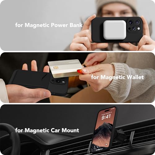 Image of Magnetic for iPhone 13 Pro Max Case, Compatible with MagSafe, [Full Camera Protection][Screen Protector] Silicone Shockproof Protective Phone Case for iPhone 13 Pro Max 6.7 inch, Black