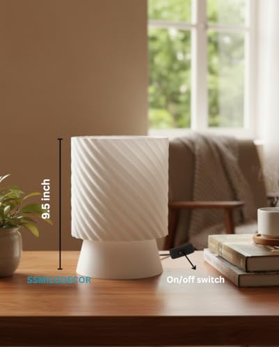 Image of Modern Spiral Table Lamp, Classic Bedside Desk lamp for Living Room Bedroom, Dining, Restaurant, Farmhouse Nightstand Study Lamps with on /off switch (off White, without bulb,Wedding Gift)