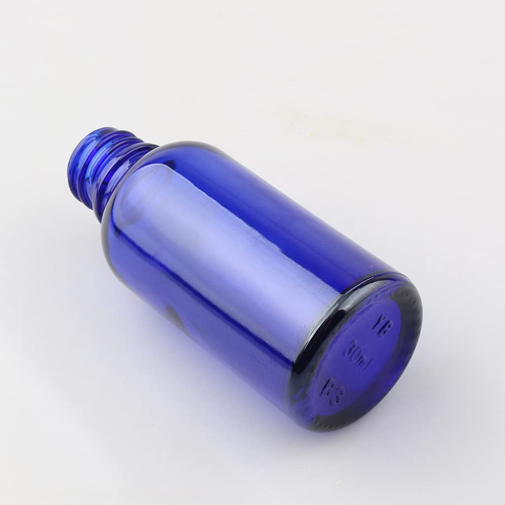 24 Pezzi Blu Bottiglie Contagocce in Vetro 30 ml con Chiusura a Prova di Manomissione, Vuoto Flaconi con Pipetta Contagocce, per Olio Essenziale, Aromaterapia con Imbuti