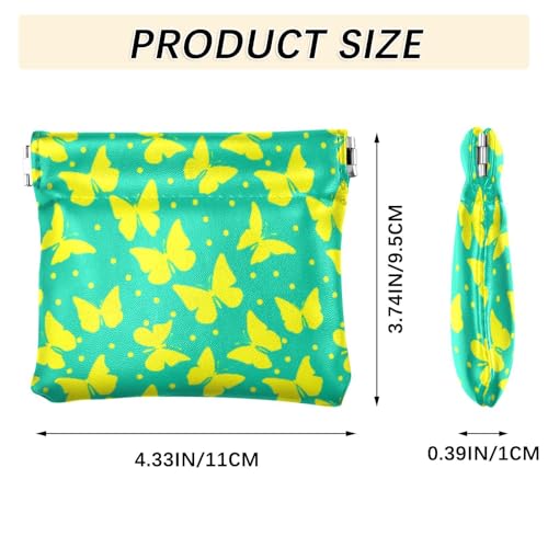 Yellow Butterfly Silhouettes Coin Purse Leather Pouch Change Purse, Squeeze Coin Pouch for Cards, Keys & Lipsticks, Unisex3