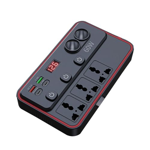 Inversor de coche | Convertidor de 12/24 V a 220 V con carga rápida – Convertidor de corriente CA para vehículos, camiones, SUV, furgonetas, caravanas, móviles, tabletas y PC