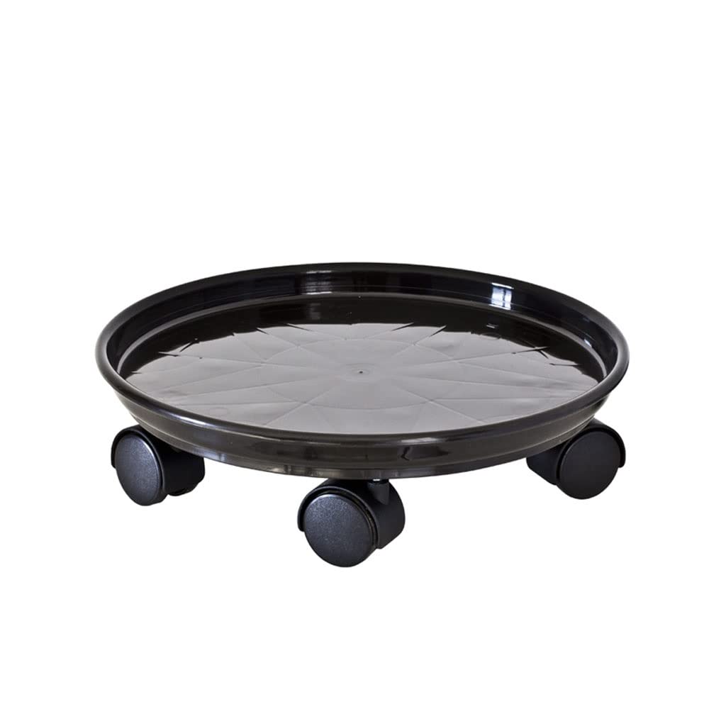 rolling plant caddy, Flower Pot Base Plant Caddy Stand Plastic(Black,30cm)