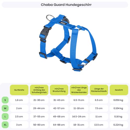 Chaba Guard Hundegeschirr für mittelgroße Hunde mit Kontrolle, Anti-Zug & Würgen, Verstellbar, Komfortabel und Leicht, Classic Step-in Brustgeschirr, Laufgeschirr, Dog Harness, Größe L, BLAU