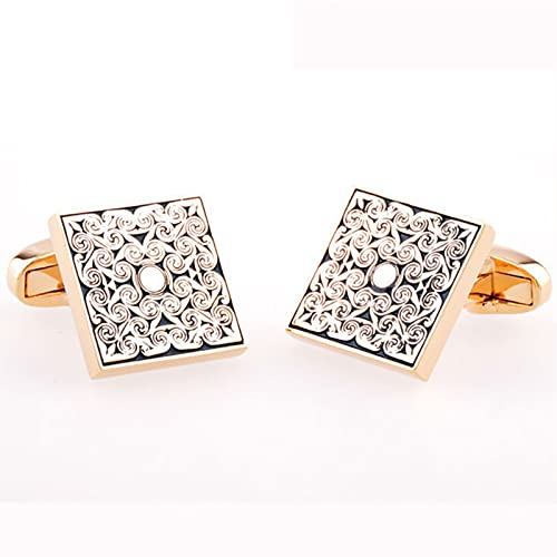 Manchetknopen Goud Kleur Vierkante Manchetknopen voor Mannen Cadeau Shirt Manchet Knop Retro Bruidegom Bruiloft Manchetknopen Gemelos Manchetknopen, Klassieke Manchetknopenmanchetknopen voor mannen - Image 3