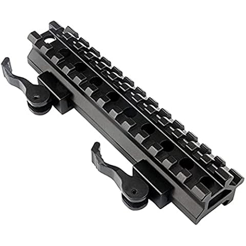 AKTYAN Medium Profile Base Riser Scope Mount 20mm Weaver Picatinny Rails Dual 90 and 45 degree Quick Release Detach 13-Slot Cover
