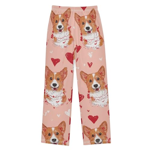 Corgi Dogs with Love Boys Long Pants Soft Trousers Elastic Waist Kids Lounge Bottoms with Pockets S-XL