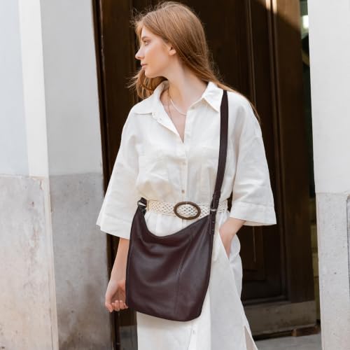 Image of Iswee Soft Leather Hobo Shoulder Crossbody Handbag Purse for Women Tote